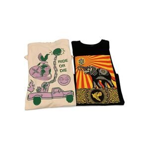 2X Obey Propaganda Ride or Die Elephant Grpahic T-Shirt black beige Men Sz L